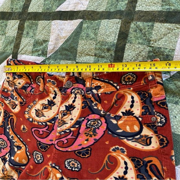 Pilcro And The Letterpress Anthropologie‎ Paisley Corduroy Pants Serif Size 30 - Picture 9 of 13